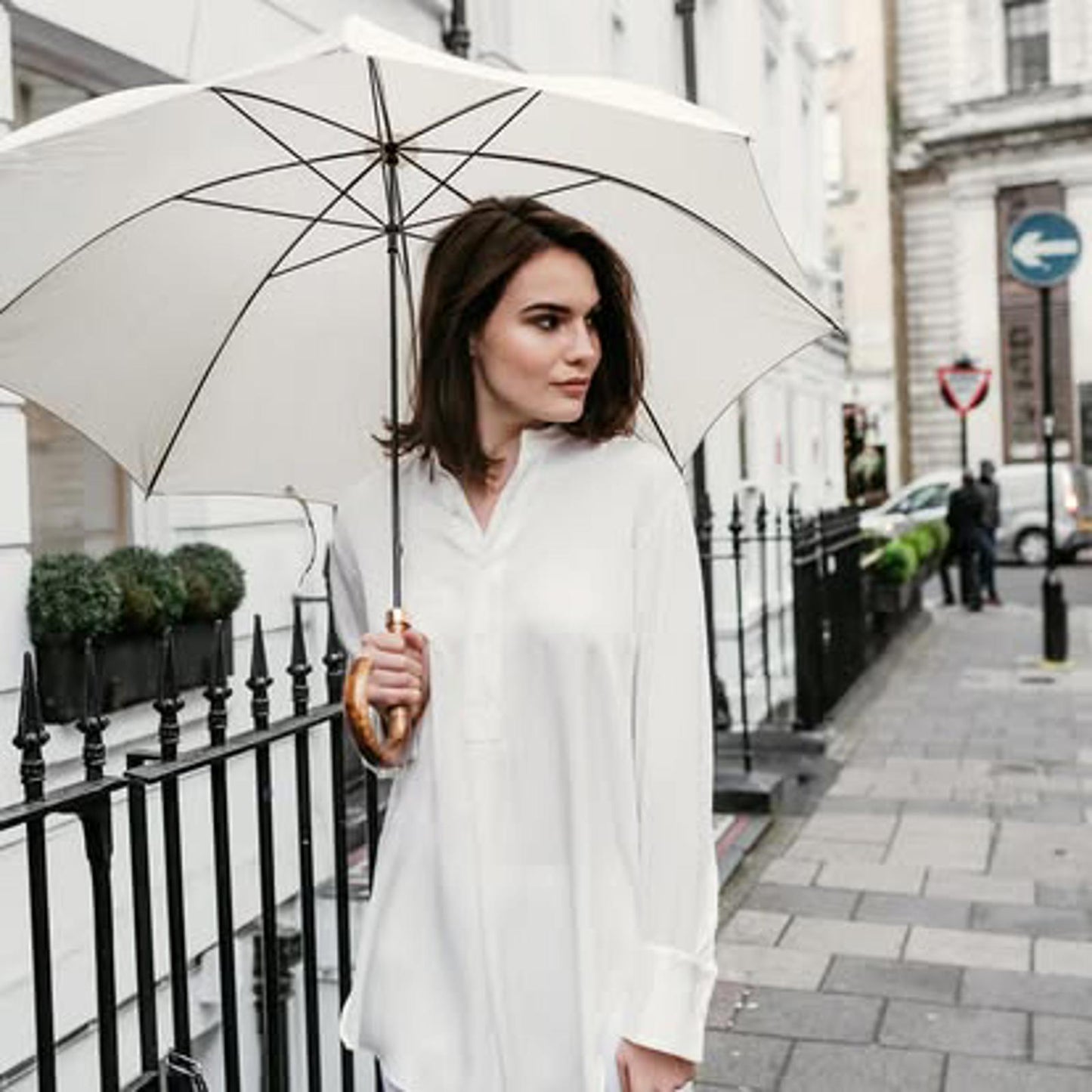 WINSER LONDON Tunic Large Ivory Silk Curved Hem Side Slits BNWOT