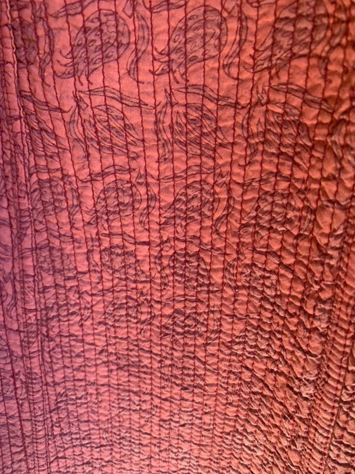 Quilted Jacket Coat S/M Cotton Raspberry Long Sleeve Tassel Fastening