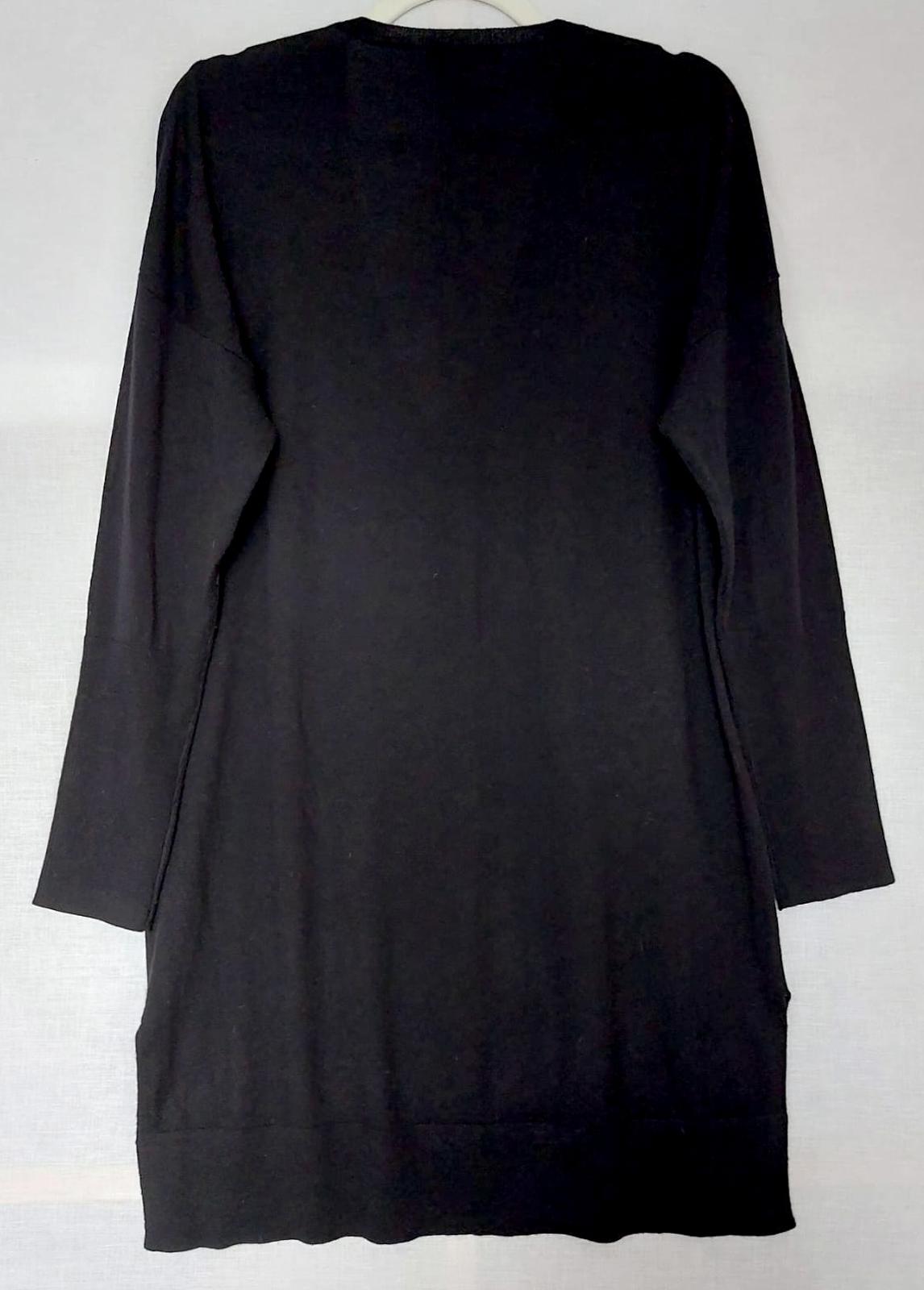 WINSER LONDON Jumper Large Black Merino Wool Blend V-Neck Side Slits