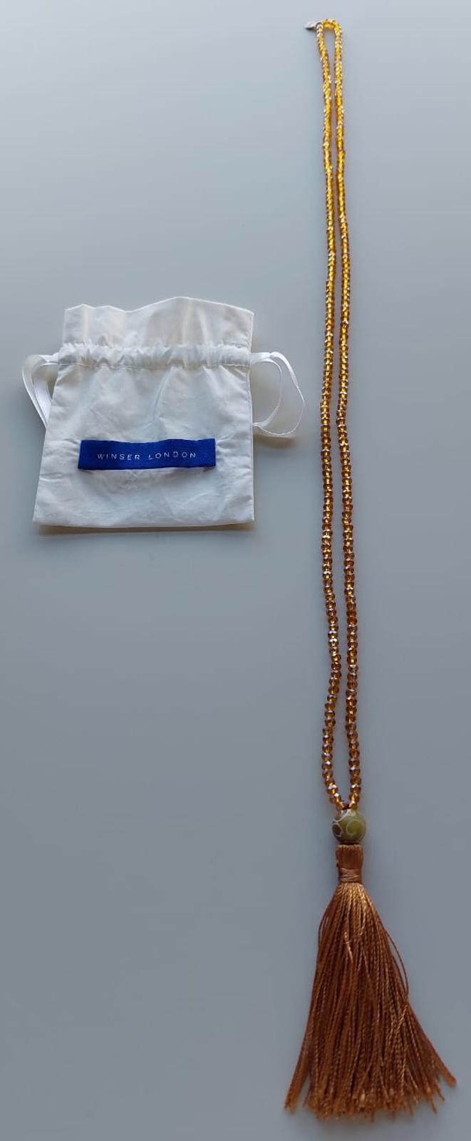 WINSER LONDON Necklace Cognac Swarovski Crystals Bead Tassel BNWOT