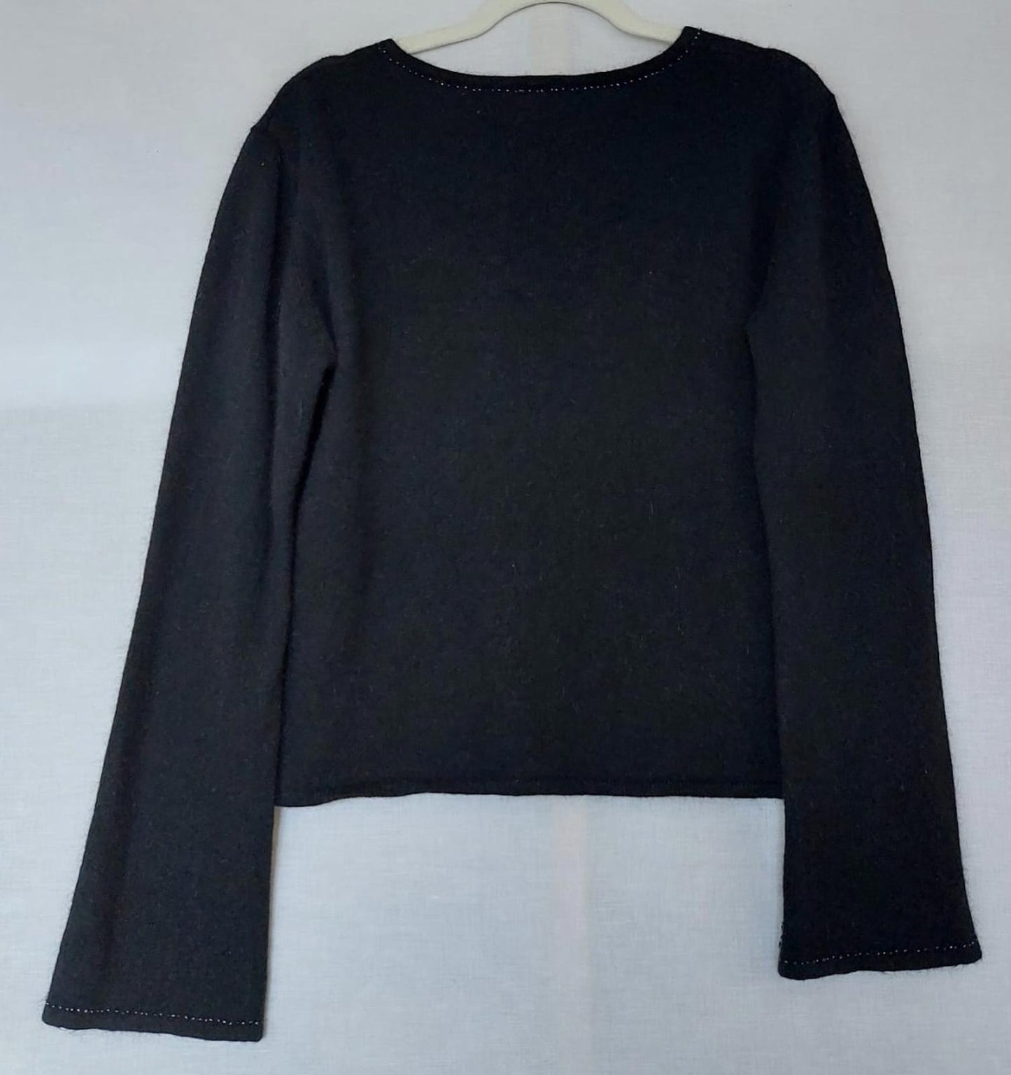 NOA NOA Cardigan Large Black Wool Angora Blend Beads Sequins Long Sleeves