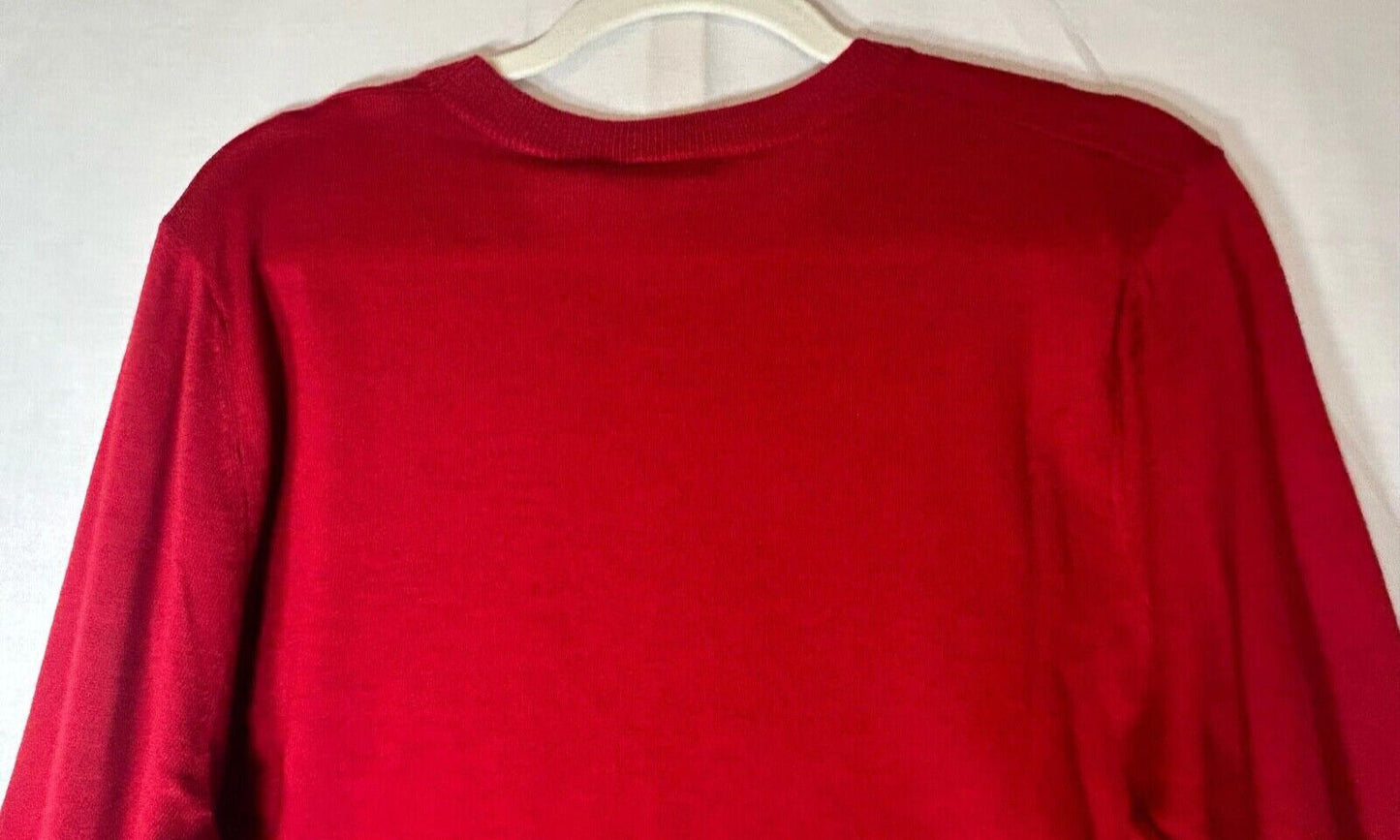 WINSER LONDON Jumper Large Lipstick Red Merino Wool Deep Turnback Cuffs L BNWT