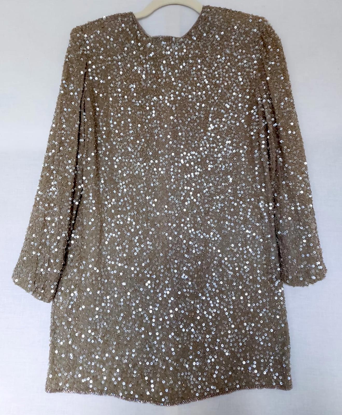FRANK USHER Evening Jacket S/12 100% Silk Rich Champagne Sequin Bead Lined BNWOT