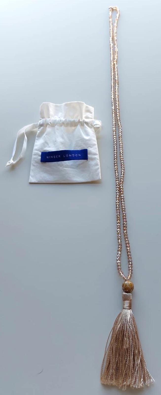 WINSER LONDON Necklace Champagne Swarovski Crystals Bead Tassel BNWOT