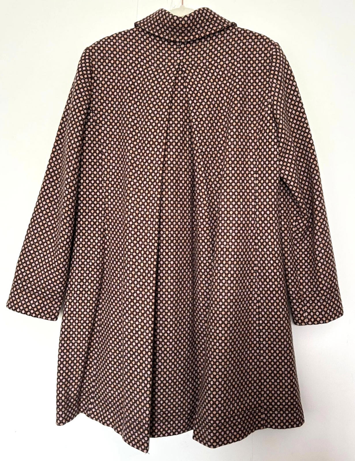 EAST Coat 14 Wool Blend Double Breasted Rounded Collar Pockets Long Sleeves