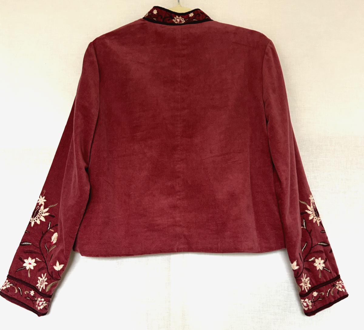 MONSOON Jacket 14 Rose Velvet Embroidered Pockets Long Sleeves BNWT
