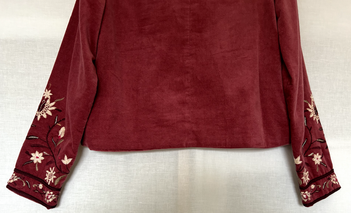MONSOON Jacket 14 Rose Velvet Embroidered Pockets Long Sleeves BNWT