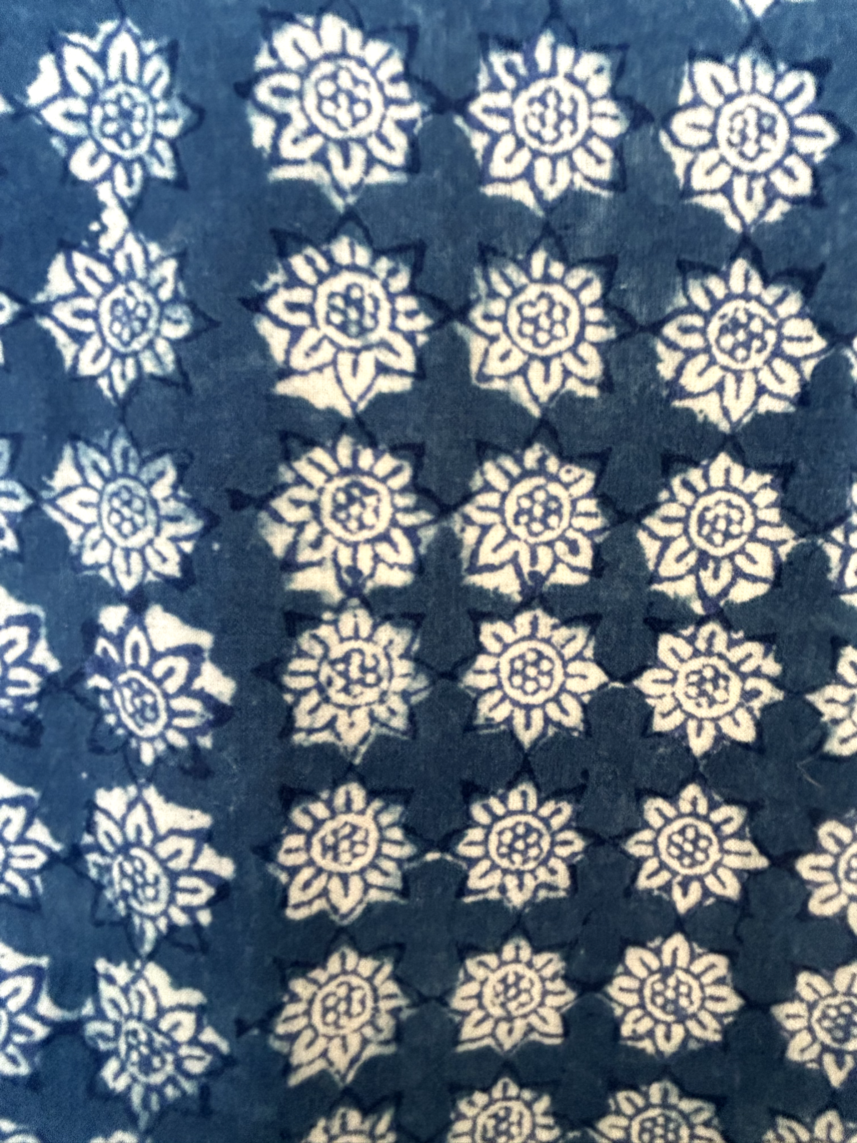ANOKHI Dress 16 Blue & White Cotton Hand Block Printed Midi Length (Pre-Loved)