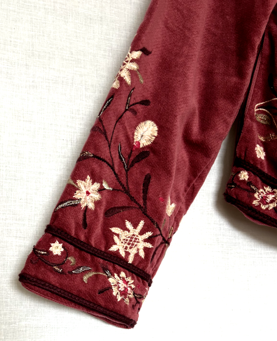 MONSOON Jacket 14 Rose Velvet Embroidered Pockets Long Sleeves BNWT