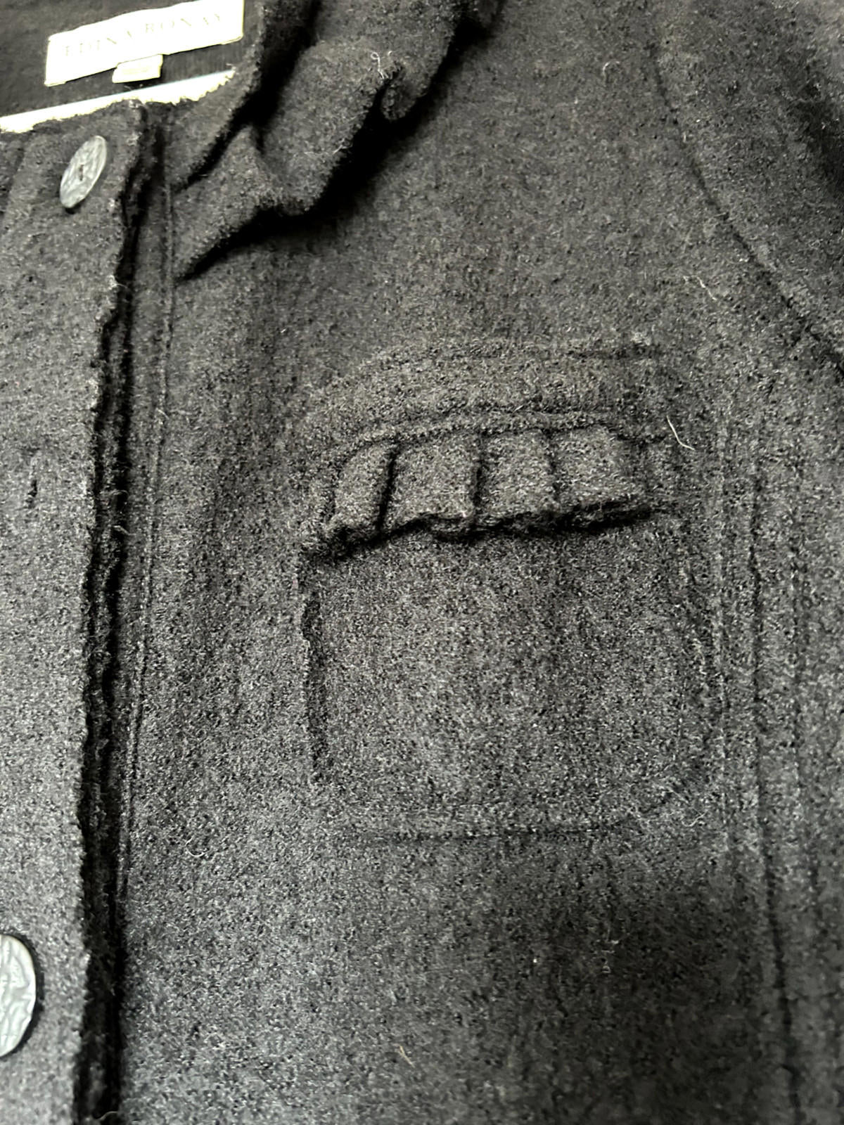 EDINA RONAY Coat 14 Black 100% Wool Button Through Pockets