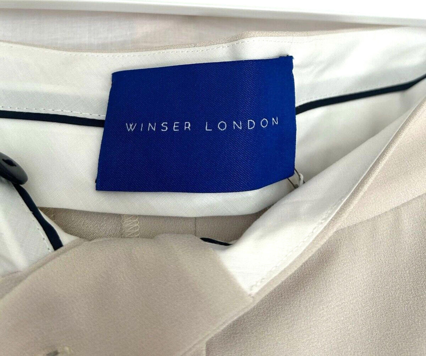 WINSER LONDON Trousers 18 Lauren Wide Leg Flat Front in Pearl BNWT