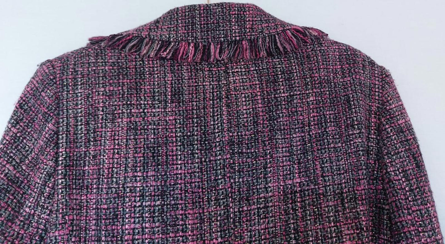 WINDSMOOR Jacket 12 Berry Pinks Fringing Belted Long Sleeves