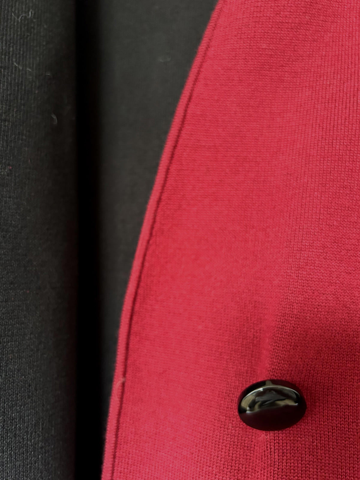 WINSER LONDON Coatigan Large Burgundy & Black Wool Blend Pockets Knitted BNWT