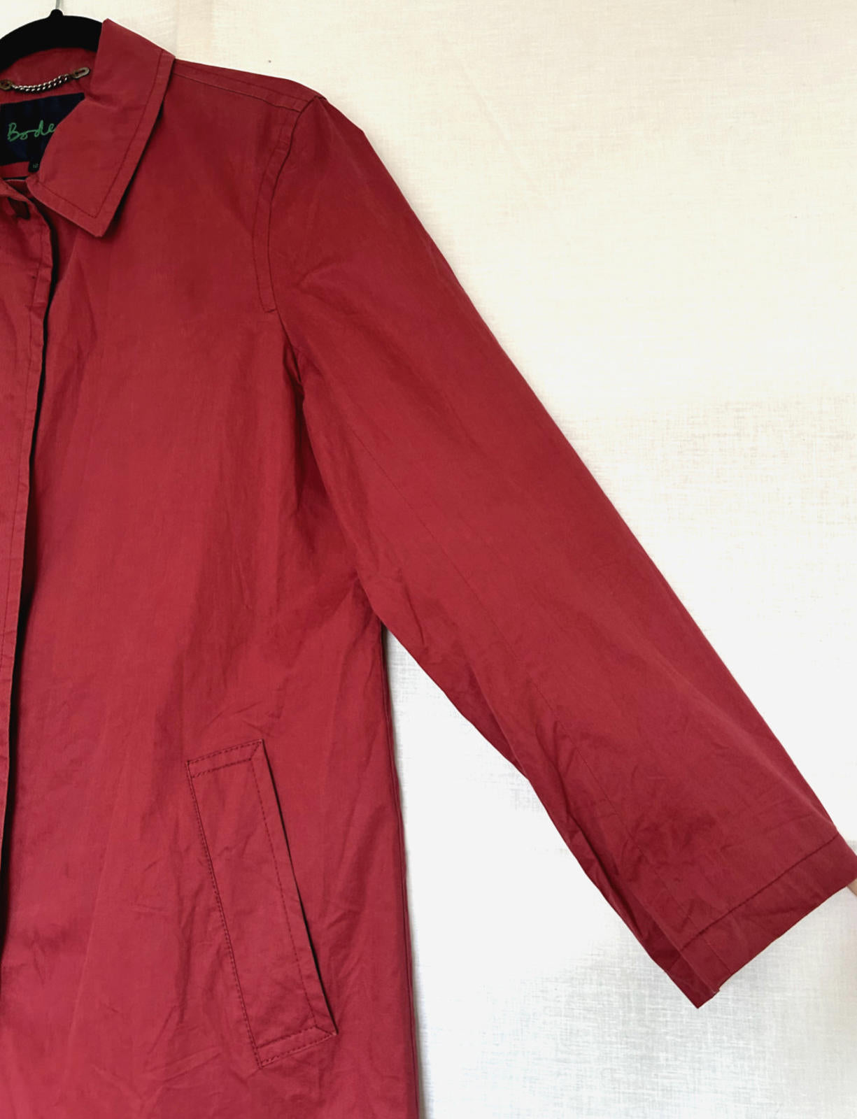 BODEN Trench Coat 12 Pinky Red Waxed Button Through Lined Pockets