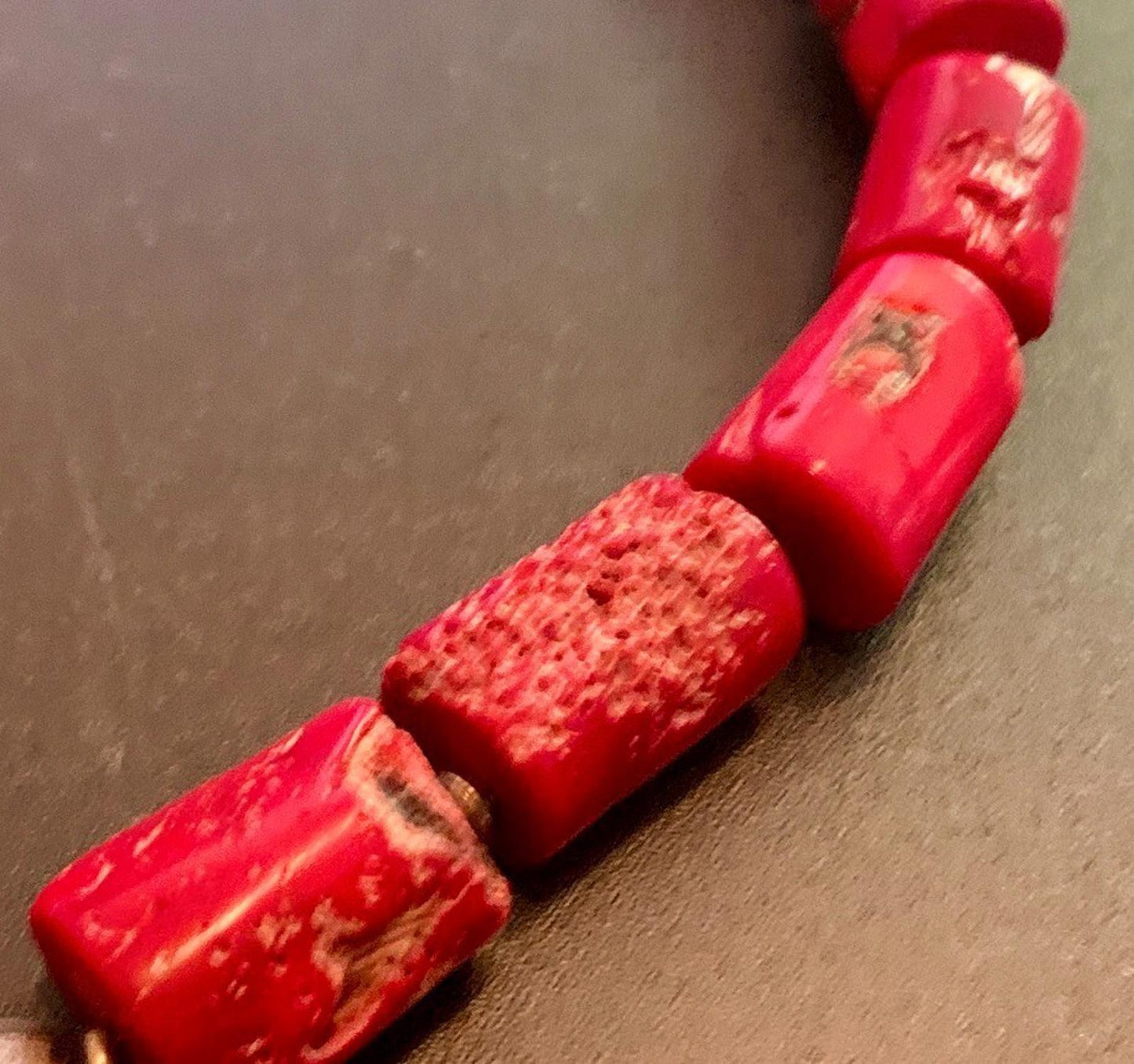 Necklace Boho Chunky Large Bamboo Coral Nuggets Bali Silver 20 ins