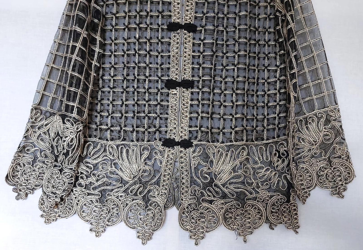 YEN Evening Jacket M/L Black & Gold Beaded Embroidered Appliqué BNWOT