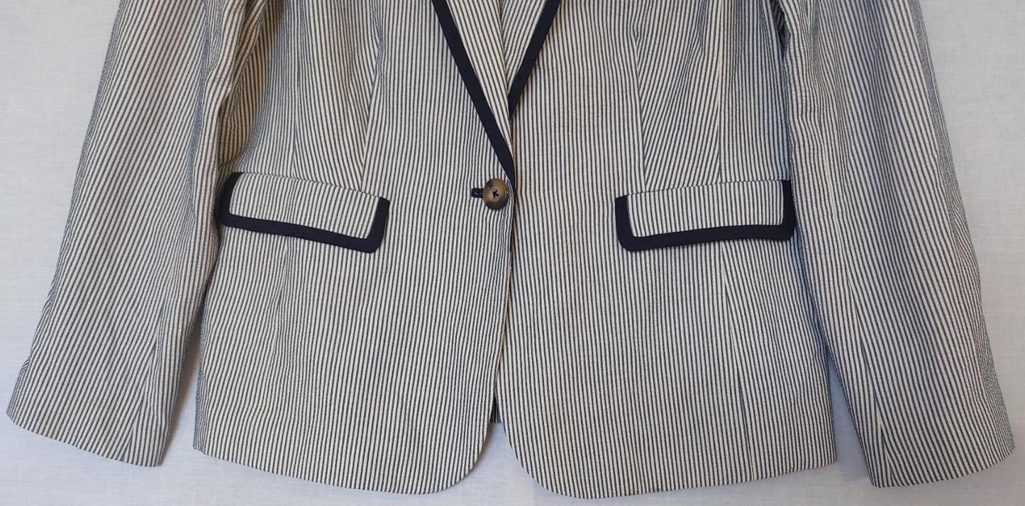 BODEN Jacket 22 Navy & White Stripe 100% Cotton Pockets Lined