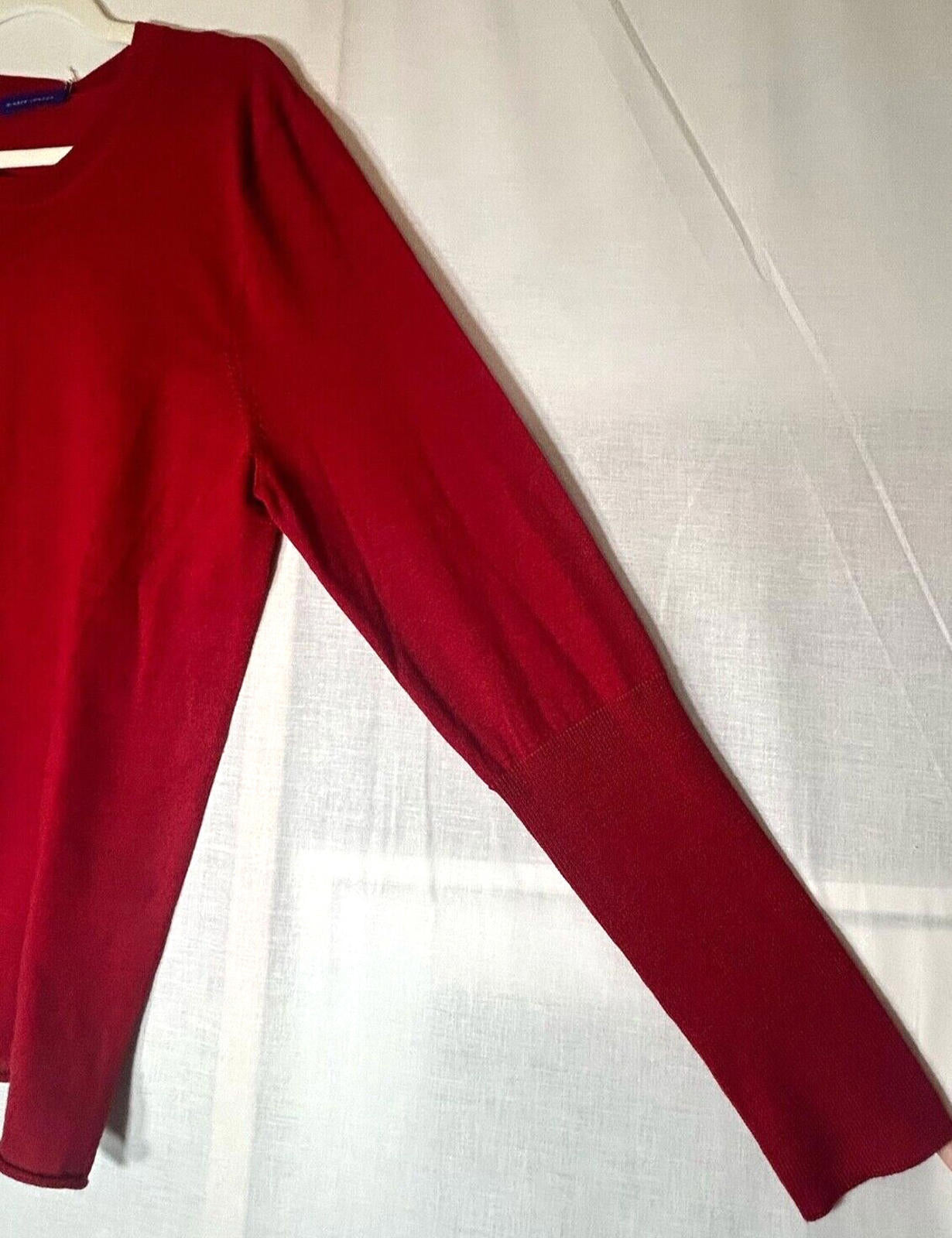 WINSER LONDON Jumper Large Lipstick Red Merino Wool Deep Turnback Cuffs L BNWT