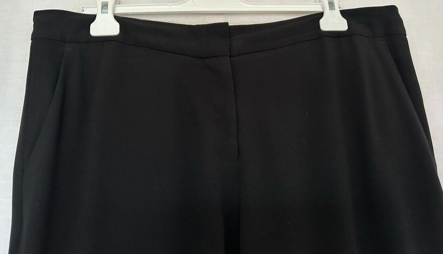 WINSER LONDON Trousers 18 Black Satin Back Crepe Wide Leg Flat Front Style