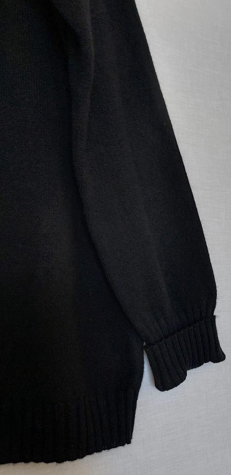 WINSER LONDON Large Black 100% Cashmere Jumper Ribbed Collar Cuffs & Hem