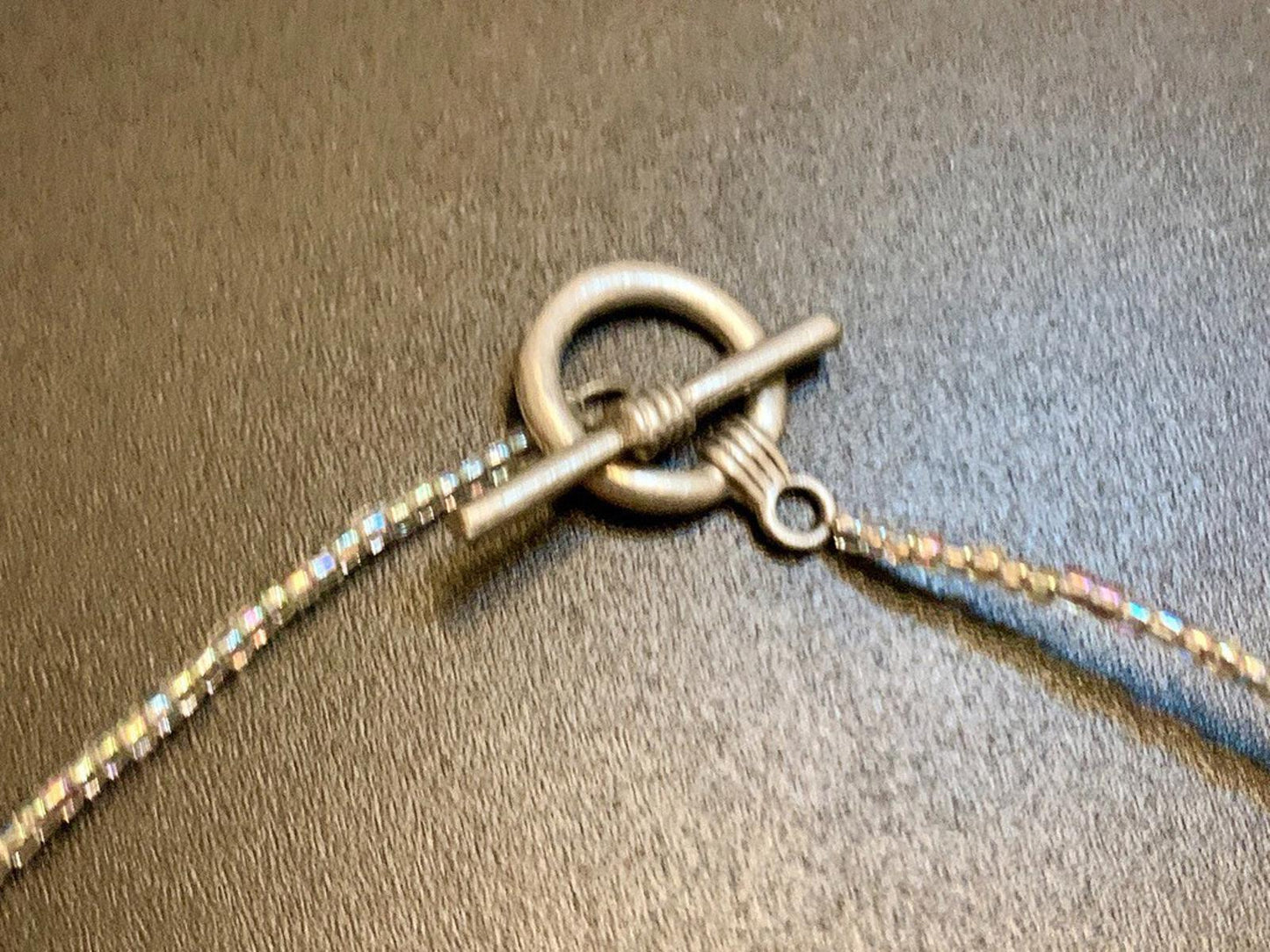 Necklace Green Fluorite Nuggets Pearl Crystal Silver Toggle 16 ins