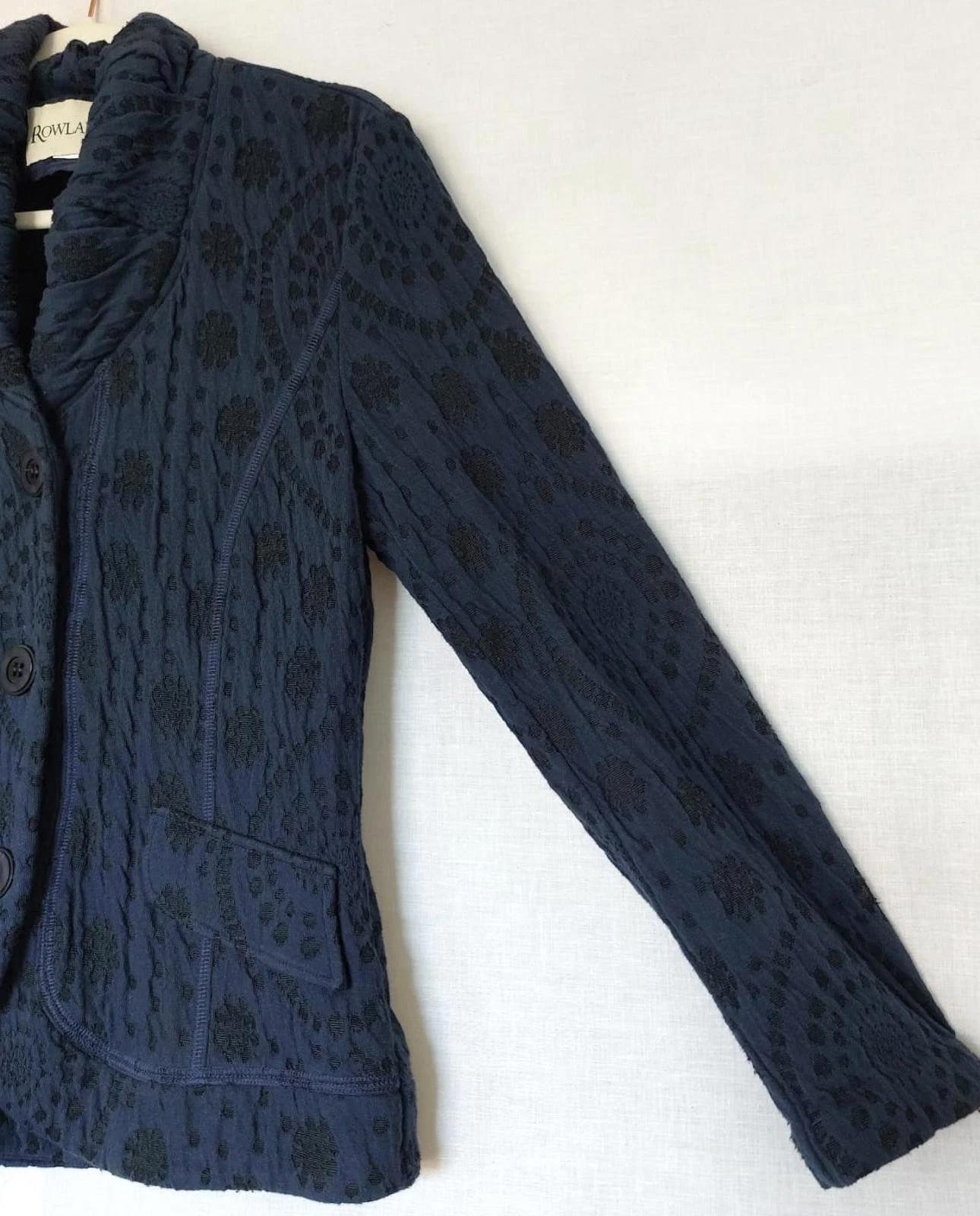 ROWLANDS Jacket 12 Inky Blue Jersey Button Through