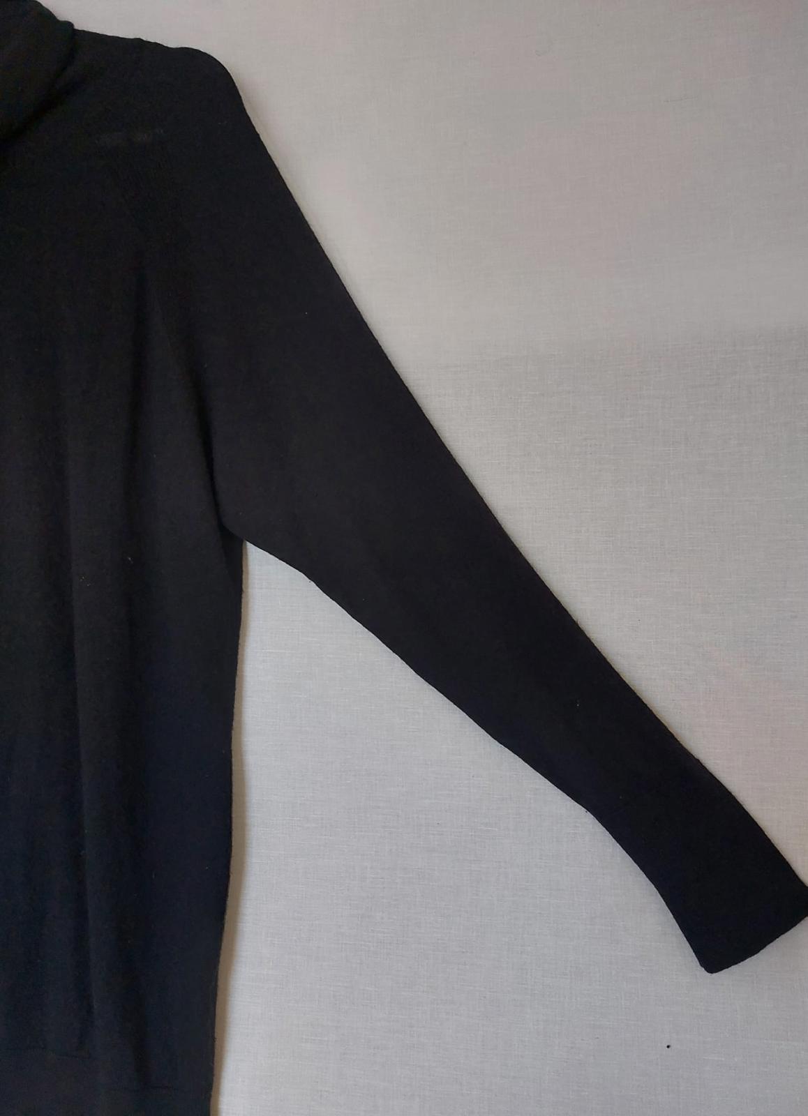 WINSER LONDON Roll Neck Jumper Large Black Lightweight Merino Wool Blend