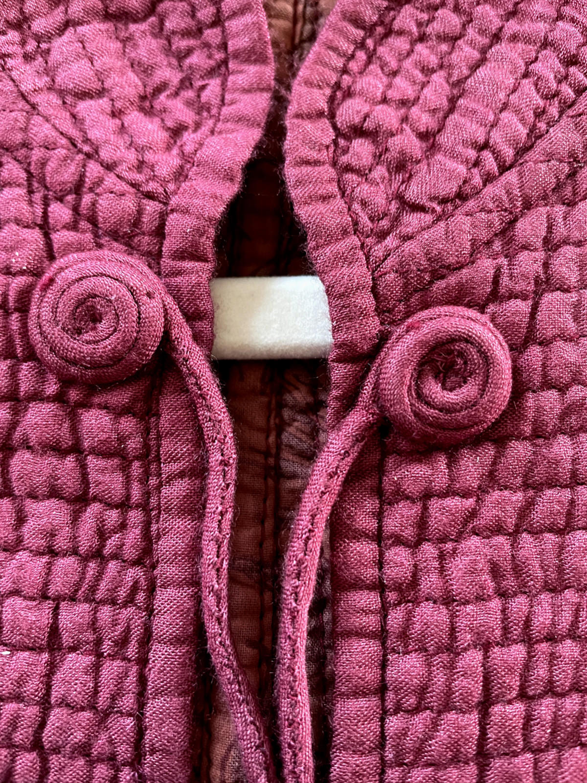 Quilted Jacket Coat S/M Cotton Raspberry Long Sleeve Tassel Fastening