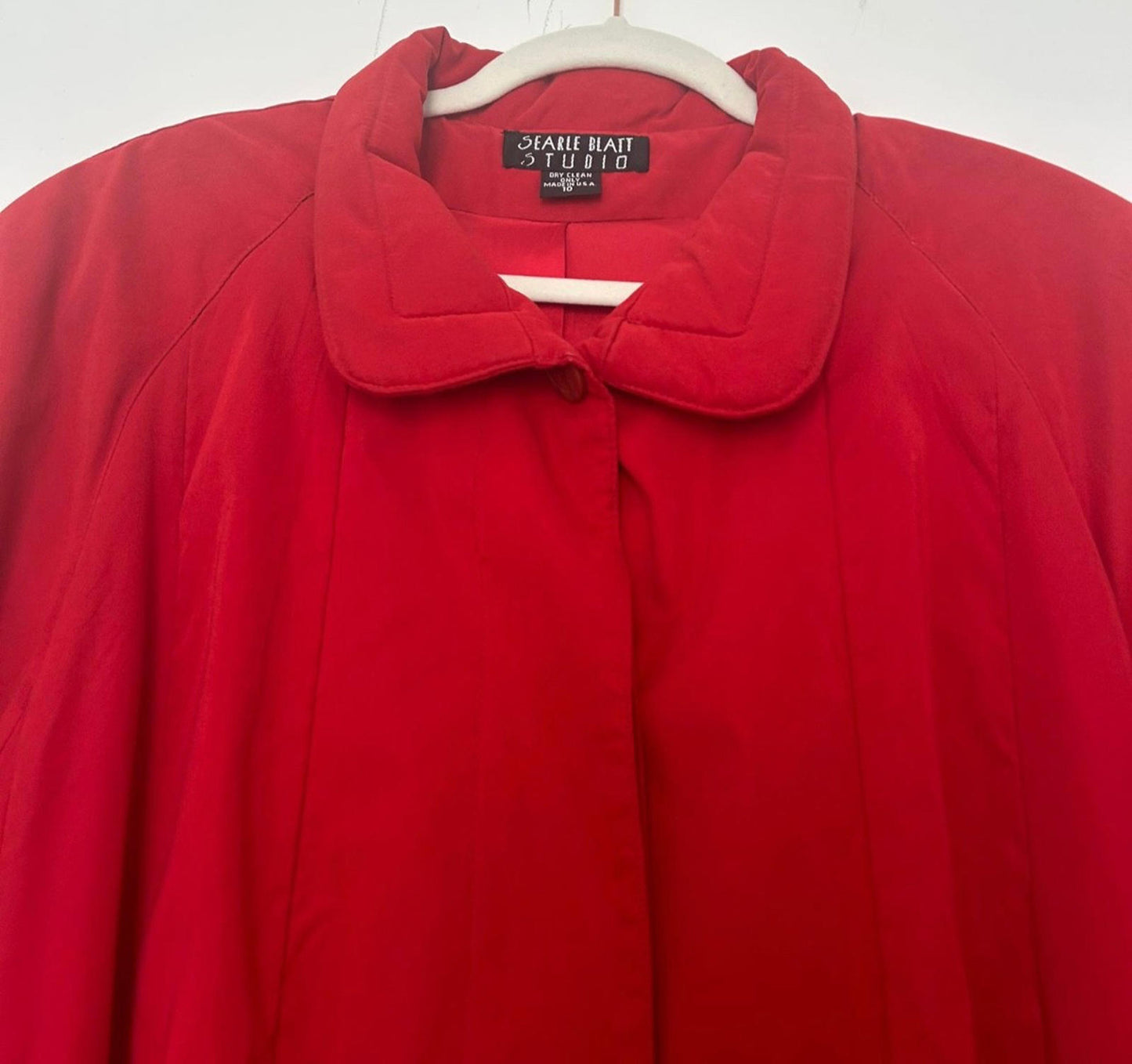 Trench Coat 14 Red Padded Collar & Cuffs Button Through Lined Long Sleeves