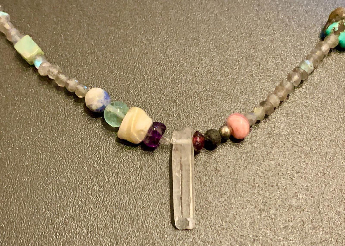 Necklace 24 ins Boho Labradorite Quartz Crystal Mixed Stones