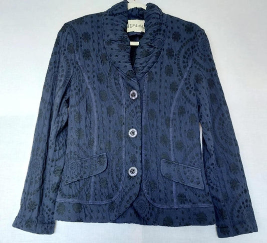 ROWLANDS Jacket 12 Inky Blue Jersey Button Through