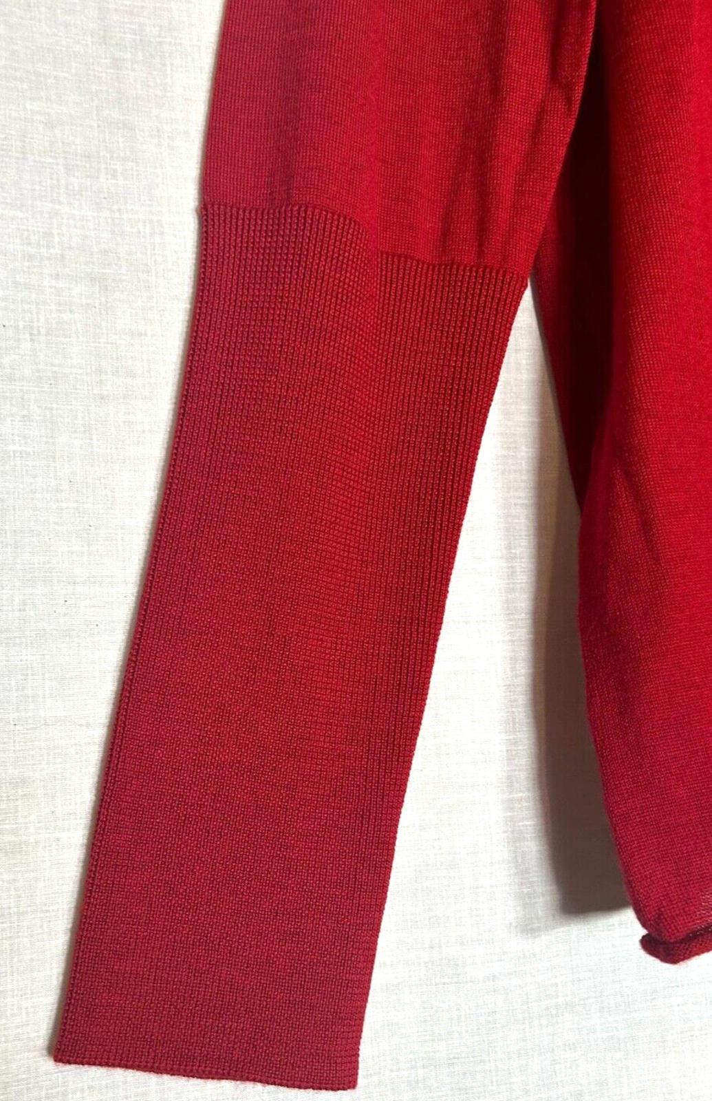 WINSER LONDON Jumper Large Lipstick Red Merino Wool Deep Turnback Cuffs L BNWT