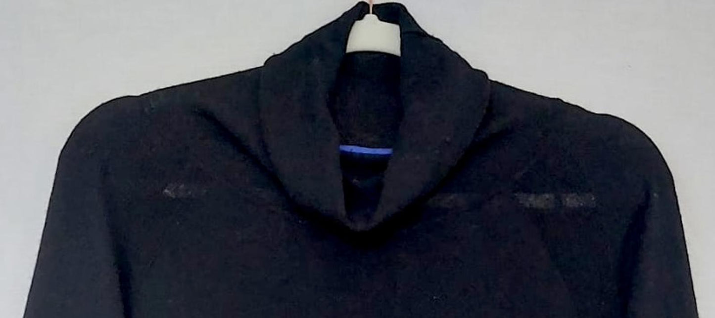 WINSER LONDON Roll Neck Jumper Large Black Lightweight Merino Wool Blend
