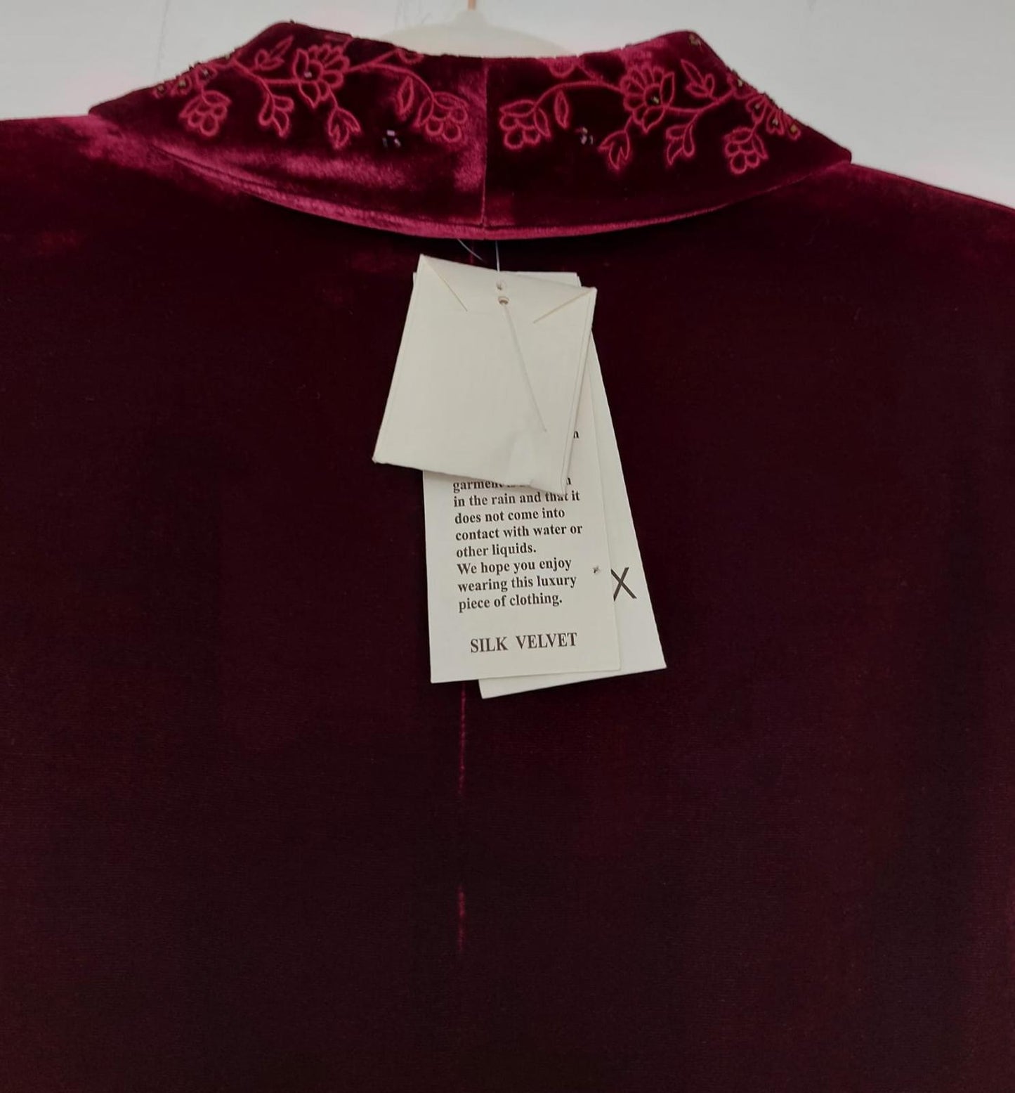 EASTEX Velvet Jacket 14 Deep Claret Silk Blend Embroidered Beaded Lined BNWT