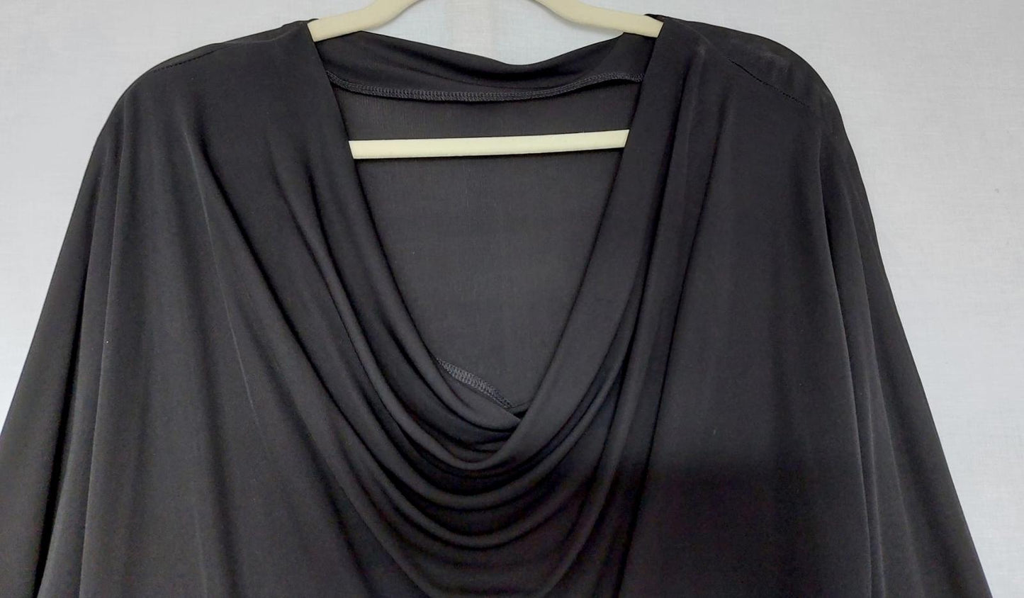 WINSER LONDON Dress 14 Black Cowl Neckline Elbow Length Sleeves