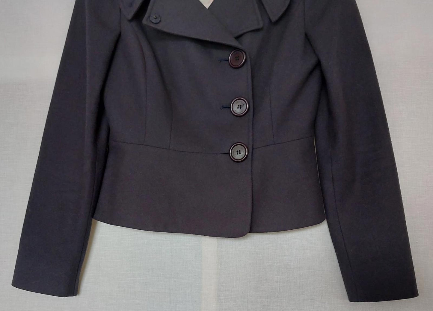 PRINGLE of SCOTLAND Jacket 12 Blue Wool Blend Lined Buttons