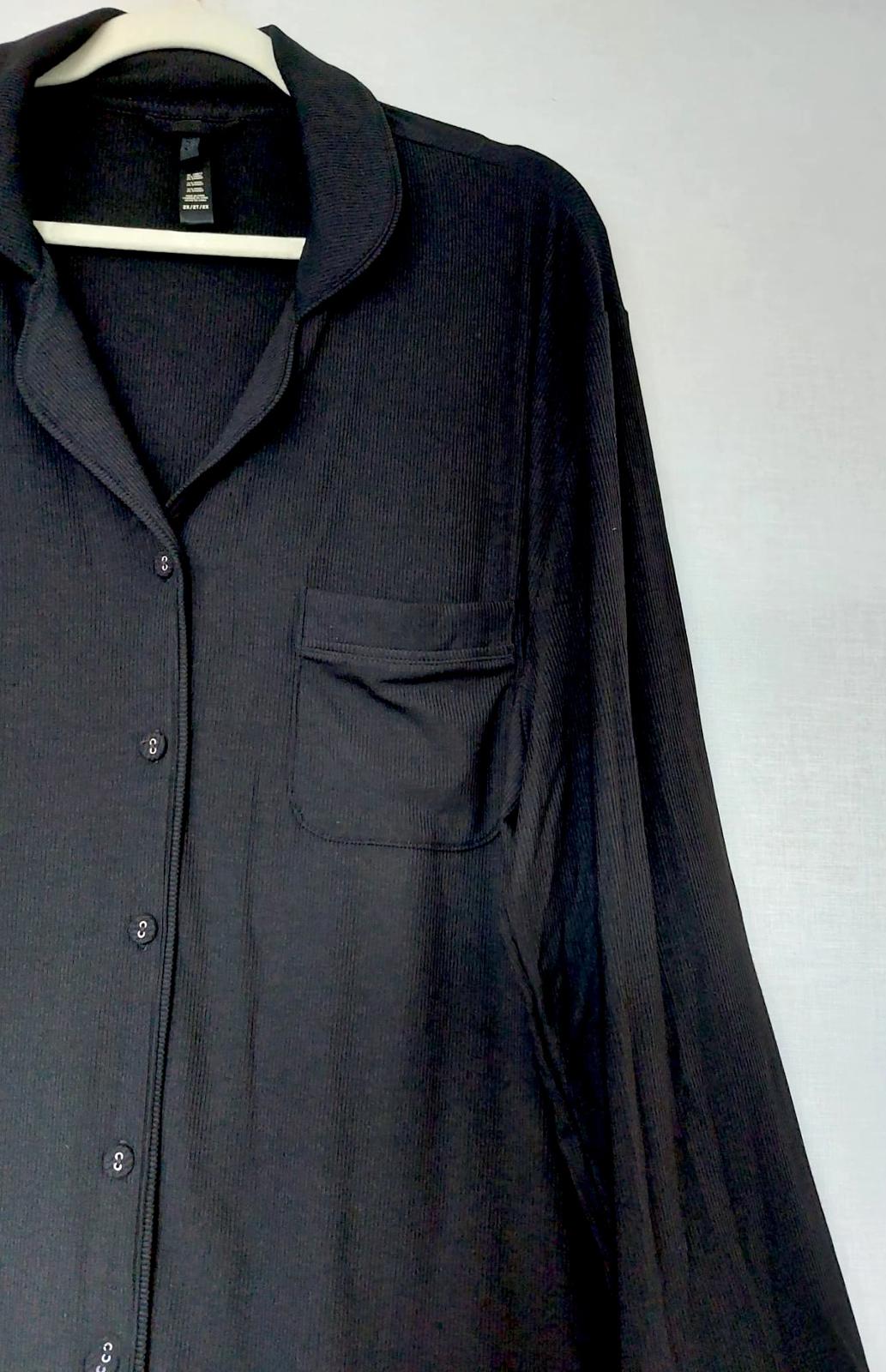 SKIMS Top 2X 16/18 Black Button Through Pocket Ribbed Lounge Top