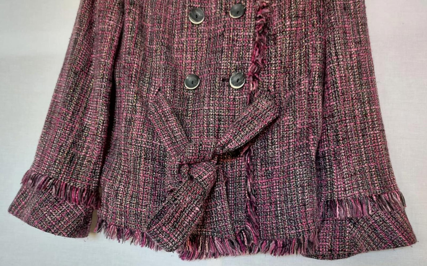 WINDSMOOR Jacket 12 Berry Pinks Fringing Belted Long Sleeves