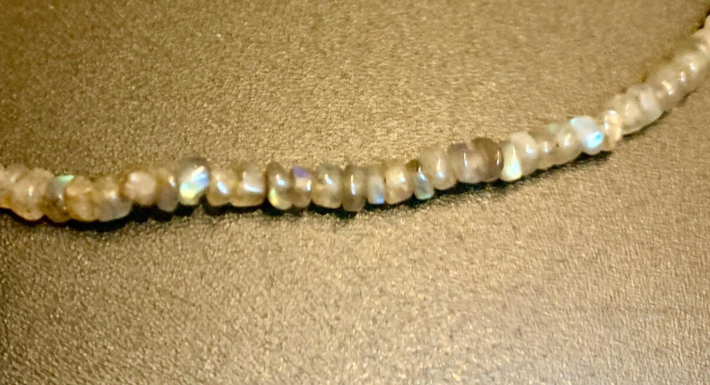 Necklace Labradorite Amethyst Nuggets Silver Toggle Clasp 22 ins