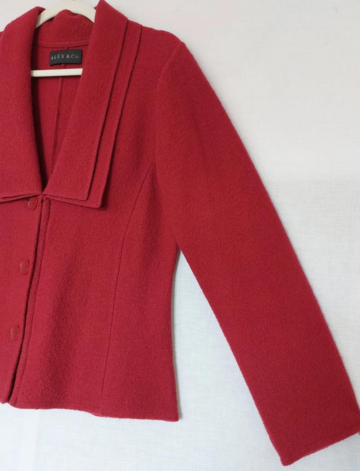 ALEX & CO Jacket 12 Red Wool Buttons Double Layered Collar