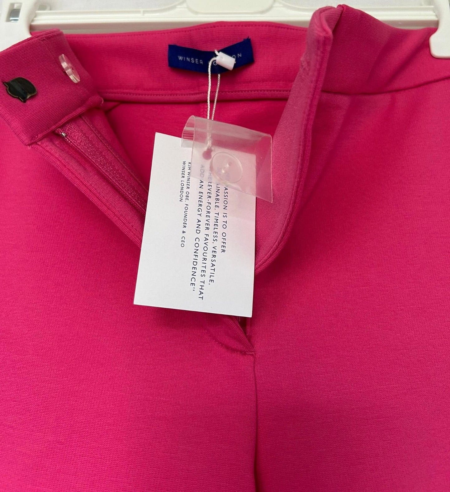 WINSER LONDON Cropped Trouser 14 Pink Classic Fit Zip Fastening Pockets BNWT