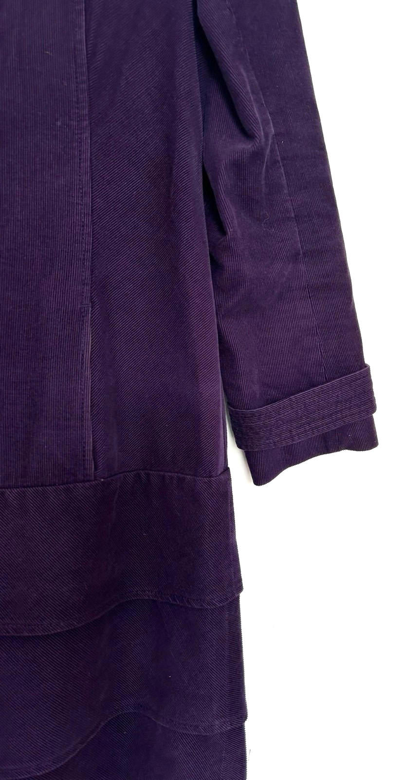 PER UNA Coat 12 Deep Purple Cotton Needle Cord Layered Hemline Lined Pockets