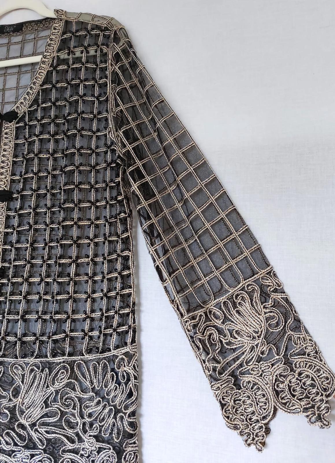 YEN Evening Jacket M/L Black & Gold Beaded Embroidered Appliqué BNWOT