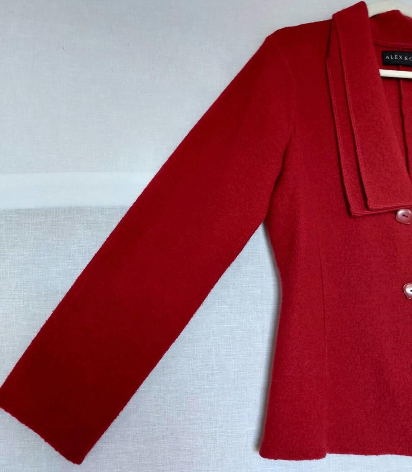 ALEX & CO Jacket 12 Red Wool Buttons Double Layered Collar