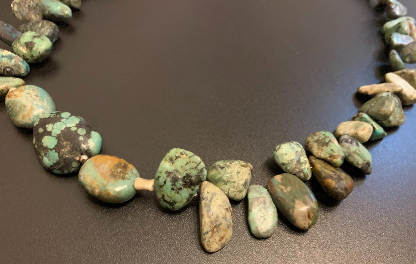 Necklace Chrysocolla Large Nuggets Silver Clasp Boho 23 ins