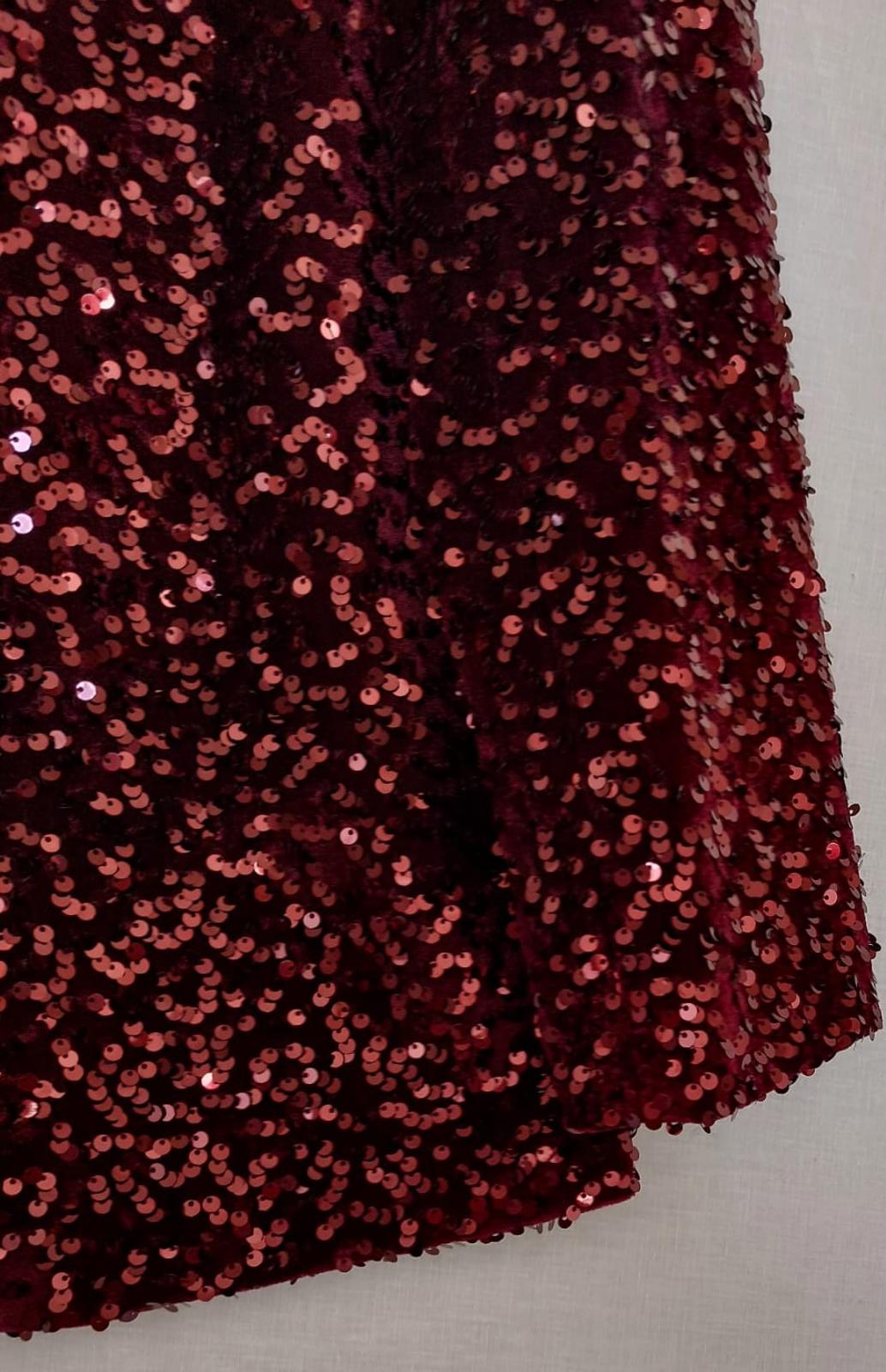 Evening Jacket 14 Deep Burgundy Sequins Lined Long Sleeves Stunning BNWOT