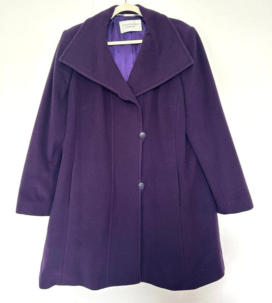 WINDSMOOR Coat 16 Purple Wool Blend Lined Buttons Pockets