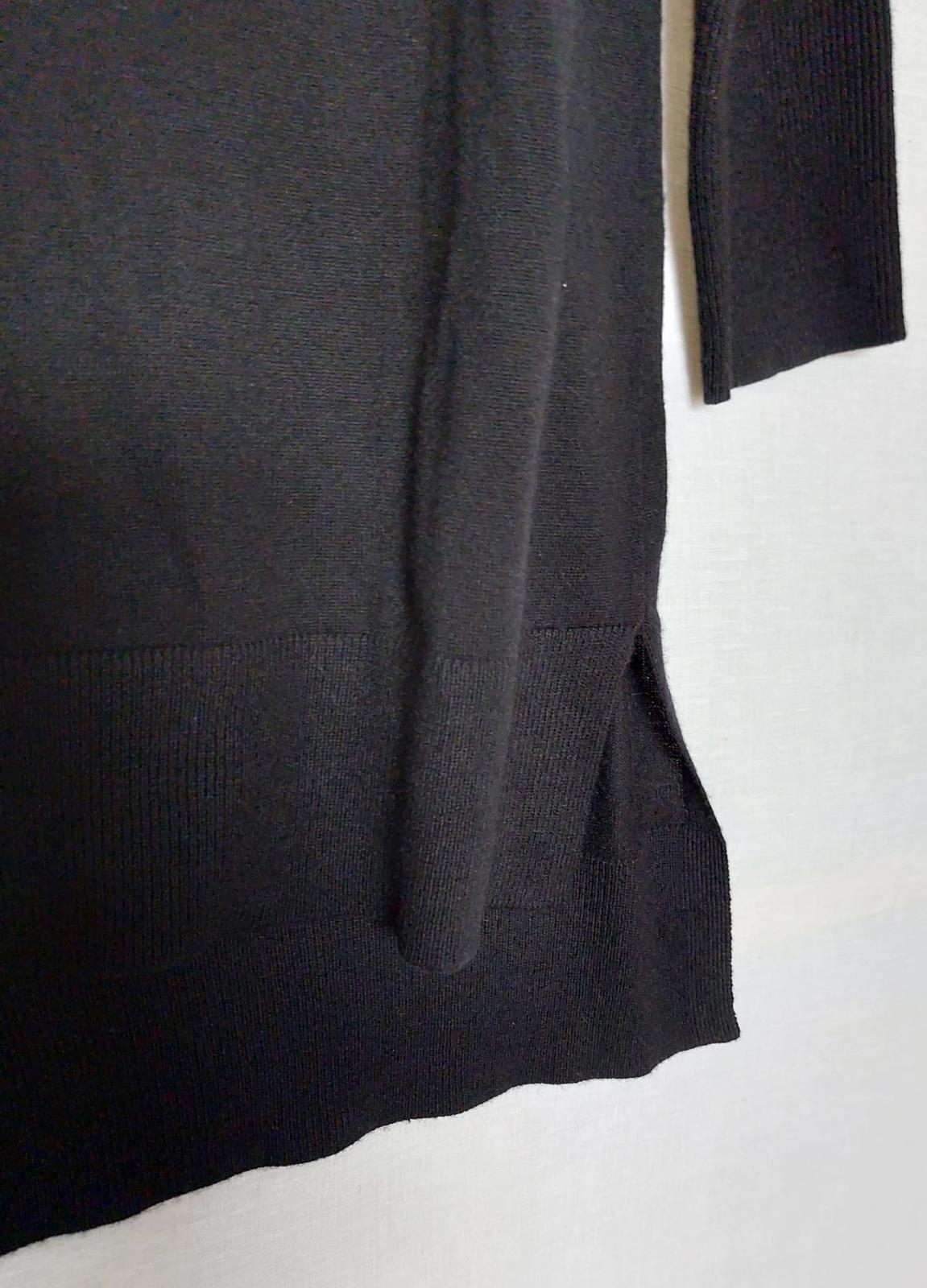 WINSER LONDON Jumper Large Black Merino Wool Blend V-Neck Side Slits