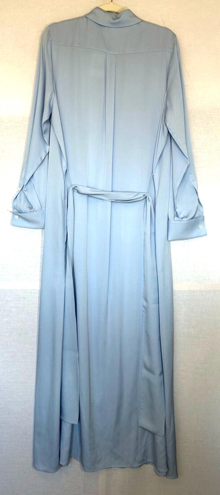 WINSER LONDON Dress Large Soft Blue Silk Maxi Shirt Style Dress BNWT