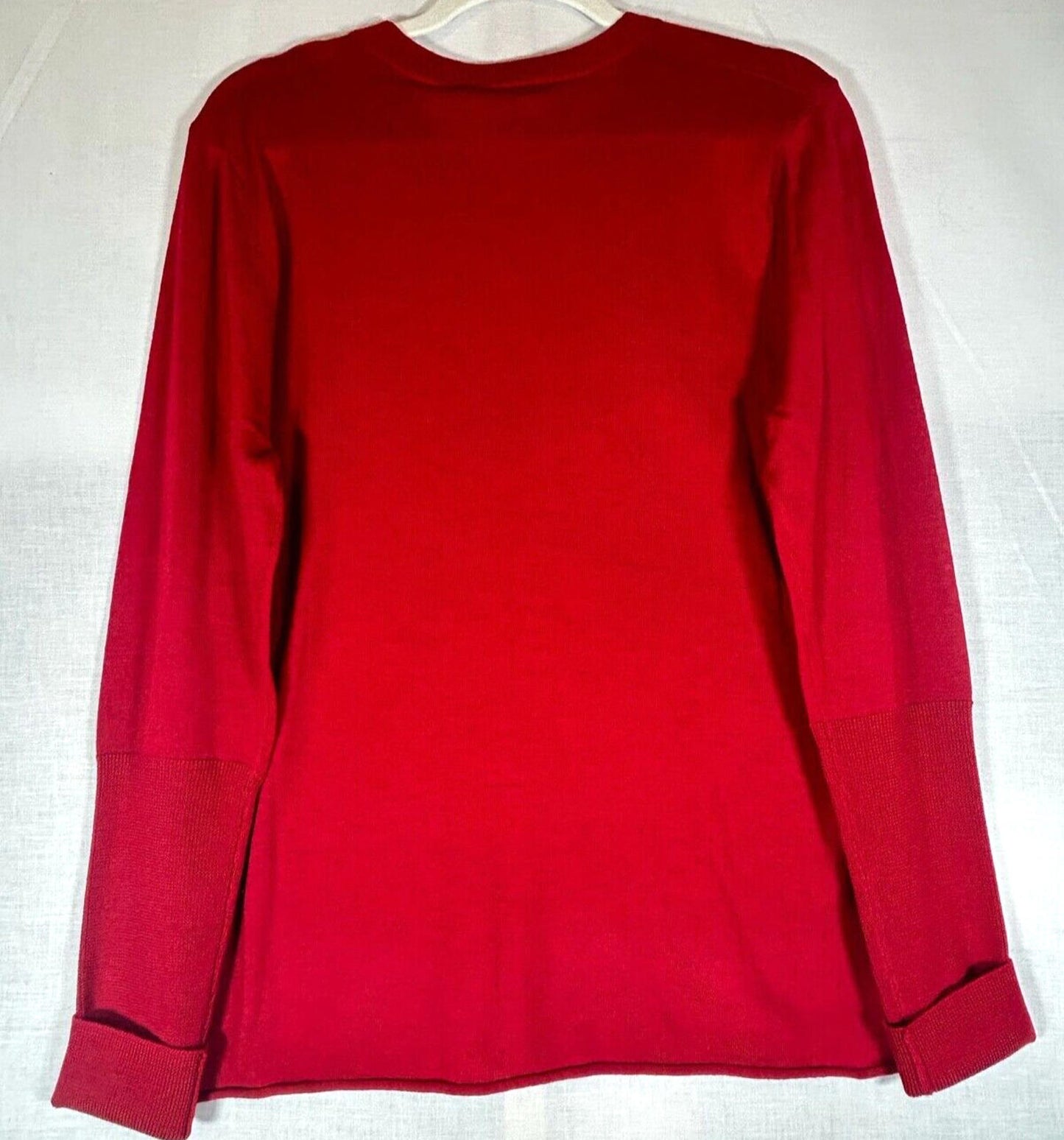 WINSER LONDON Jumper Large Lipstick Red Merino Wool Deep Turnback Cuffs L BNWT